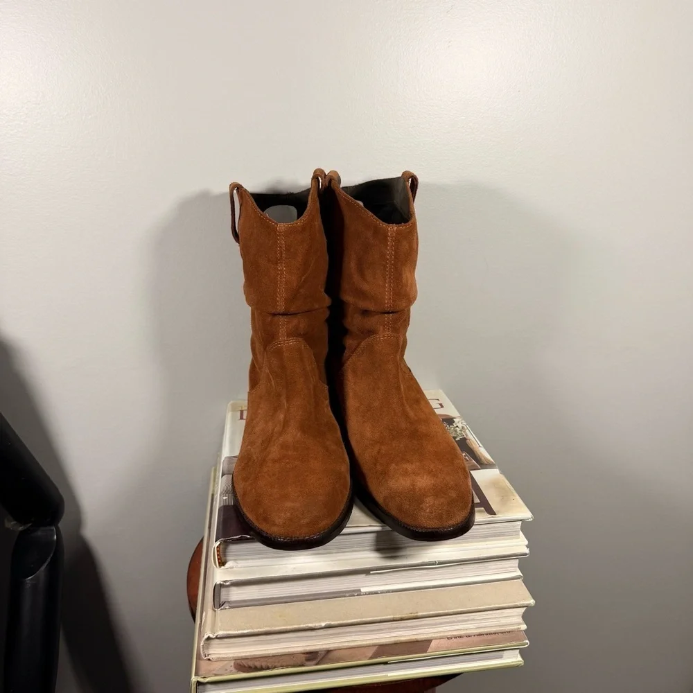 LL Bean Slouch Tan Cognac Nubuck Suede Size 10 Women’s Ankle Boots